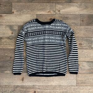 Womens White & Navy Fair Isle Sweater XS